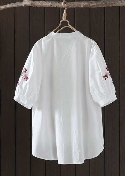Navy Embroidered Low High Design Cotton Blouse Top Summer Ap008
