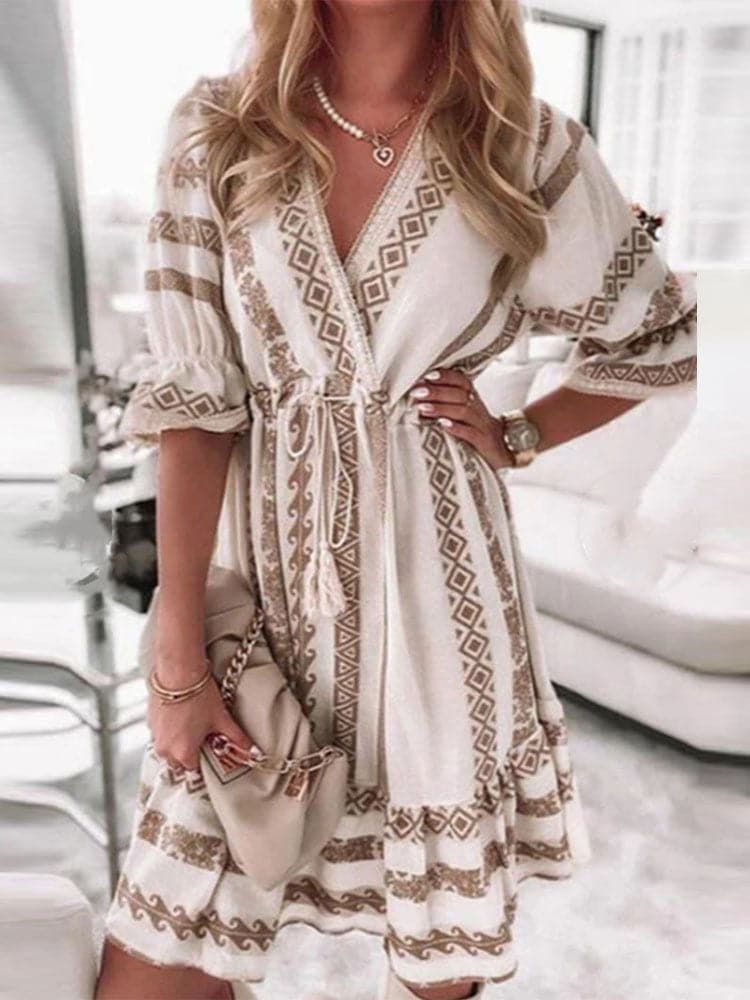 Rhombus Print Mini Dress