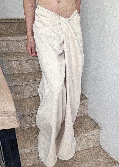 Asymmetrical Pants Spring Leg White Wide
