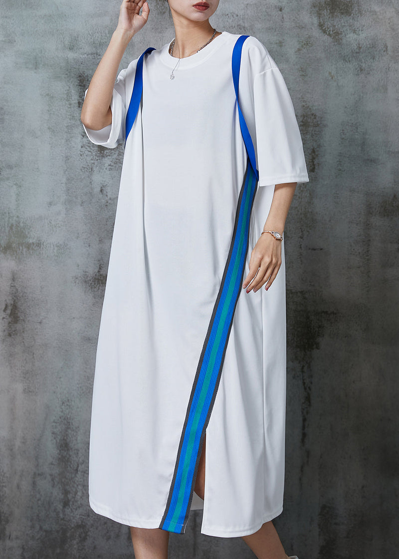 White Oversized Patchwork Cotton Long Dresses Summer Al1011