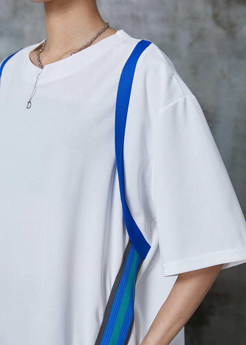 White Oversized Patchwork Cotton Long Dresses Summer Al1011
