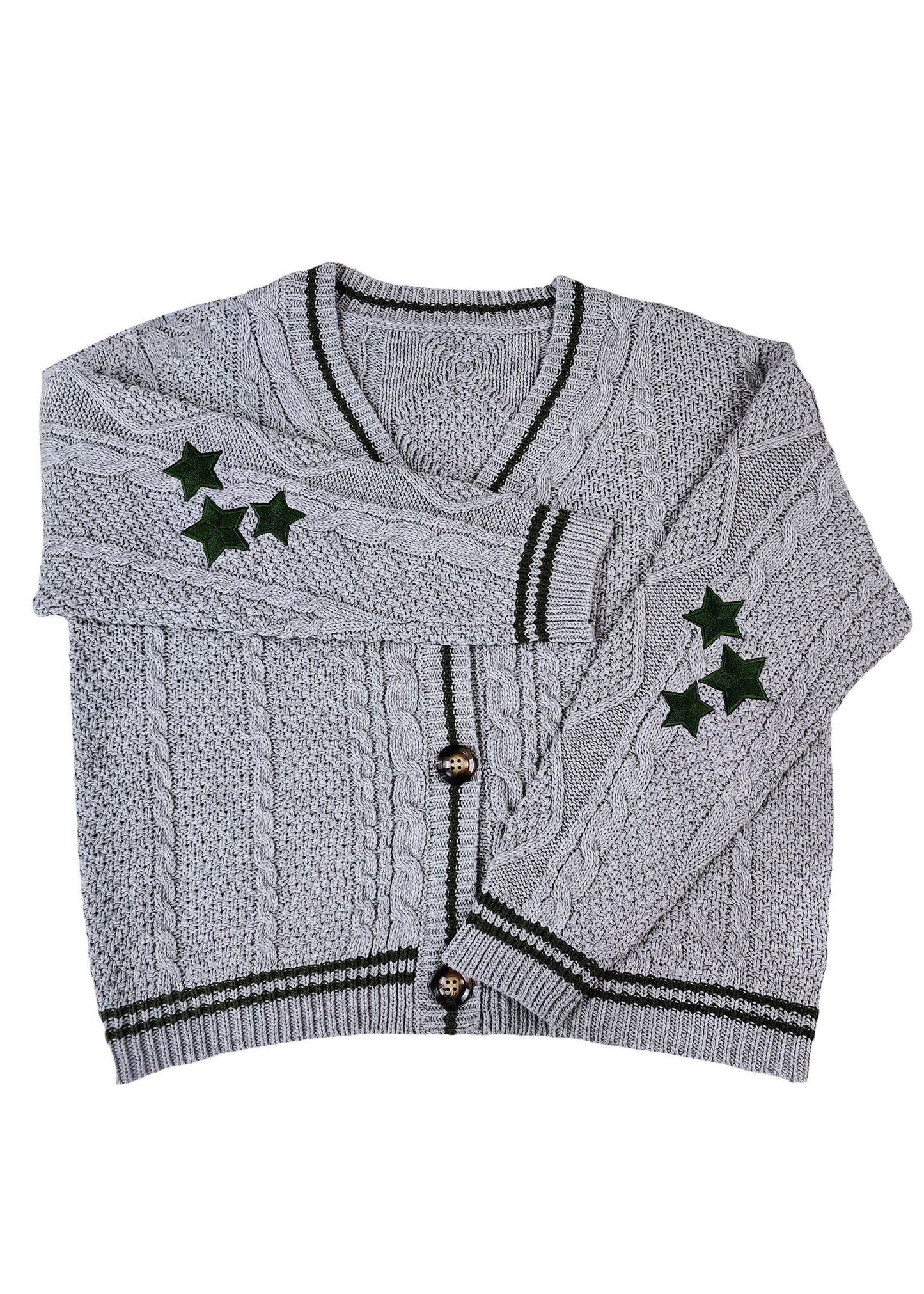 White V Neck Embroidered Knit Cardigan Fall Qy018