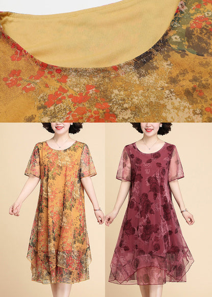 Yellow Print Chiffon Maxi Dress Summer Ly1784