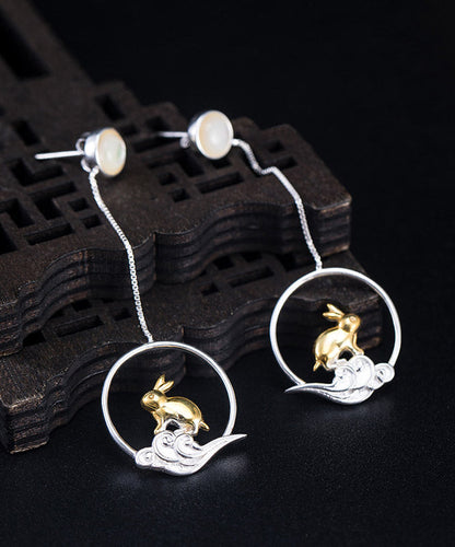 Yellow Sterling Silver Xiangyun Rabbit Drop Earrings