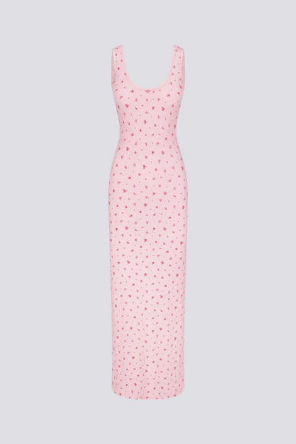 Cerise Backless Maxi Dress