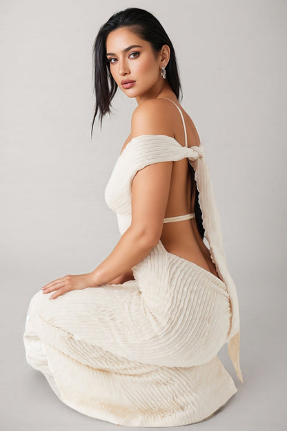 Ilthion White Strappy Backless Maxi Dress
