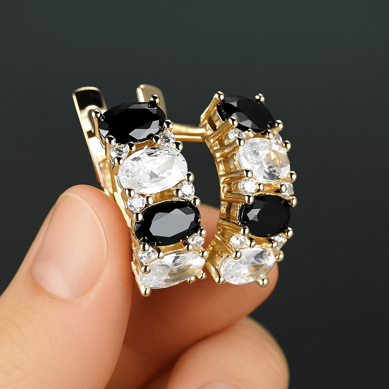 Obsidian & Ice Alchemy Hoop Earrings