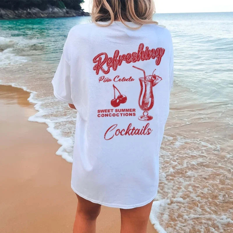 Cherry Cocktail Back Print Retro T-shirt