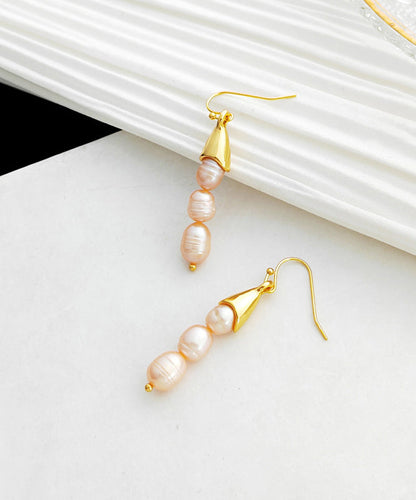 Beige Copper Pearl Drop Earrings