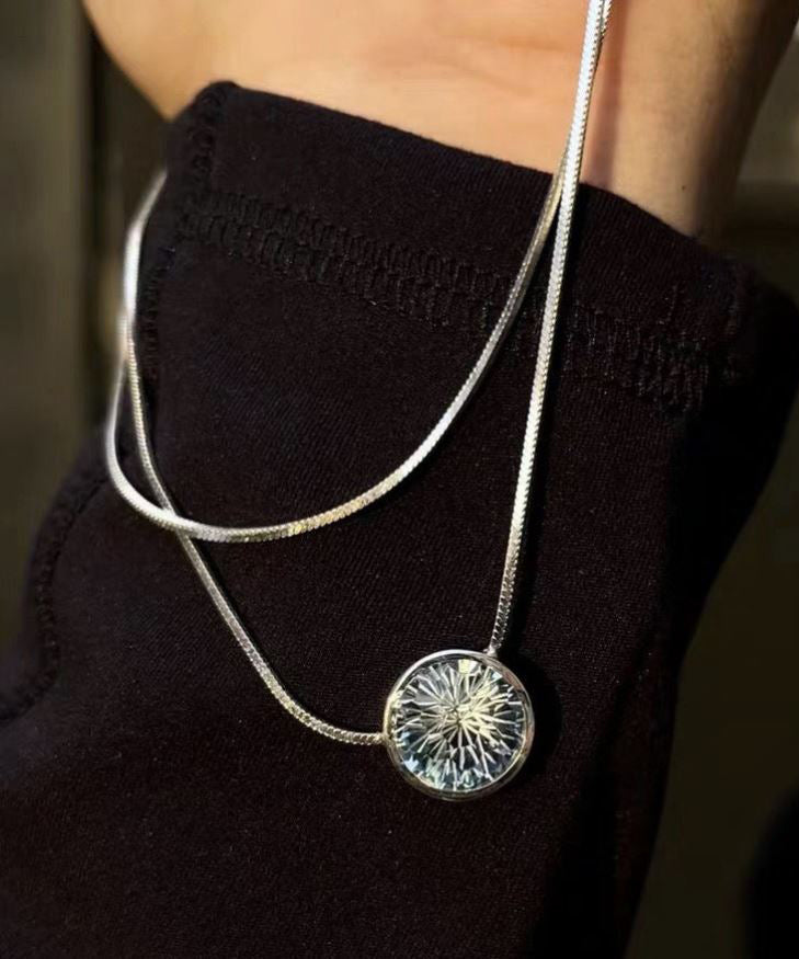 Blue Stainless Steel Gem Stone Pendant Necklace Gh1038