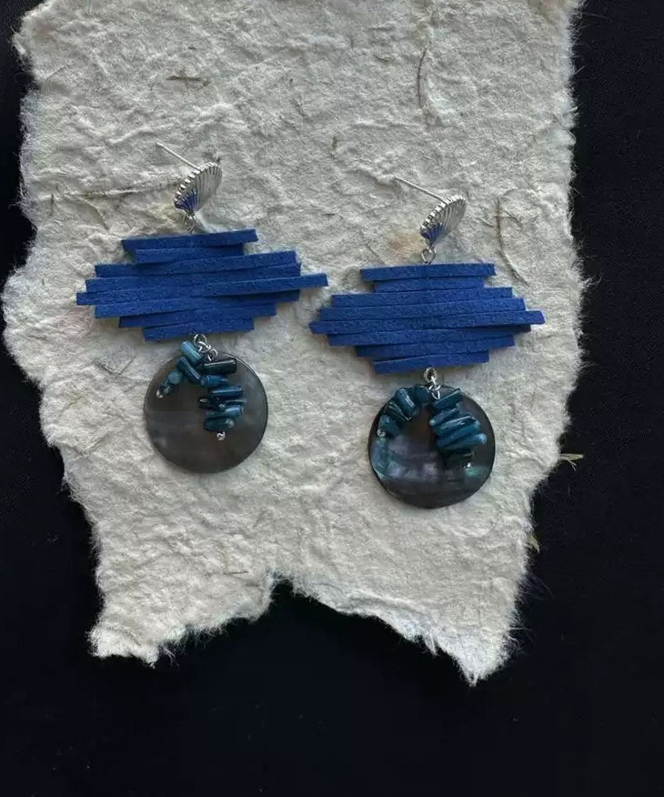 Blue Sterling Silver Asymmetrical Drop Earrings