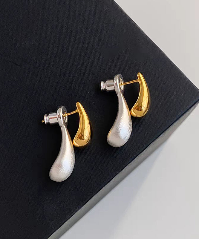 Colorblock Copper Overgild Water Droplet Stud Earrings