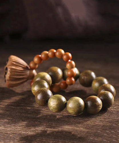 Colorblock Olivary Nucleus Beading Tassel Bracelet