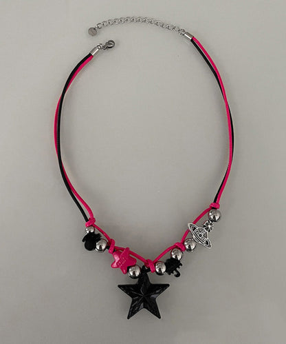 Colorblock Stainless Steel Alloy Star Pendant Necklace