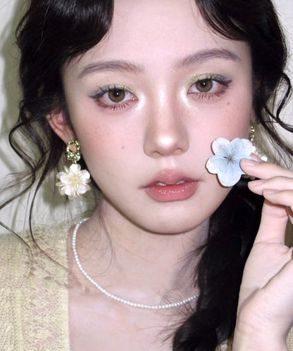 Gold Copper Alloy Resin Drop Earrings
