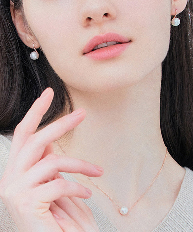 Gold Silver Overgild Inlaid Pearl Hoop Earrings
