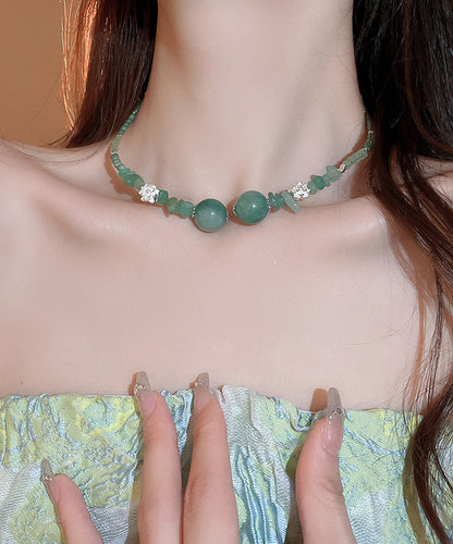 Green Alloy Gem Stone Zircon Beading Choker