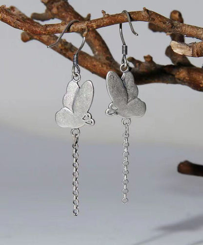 Green Butterfly Patchwork Silver Drop Earrings