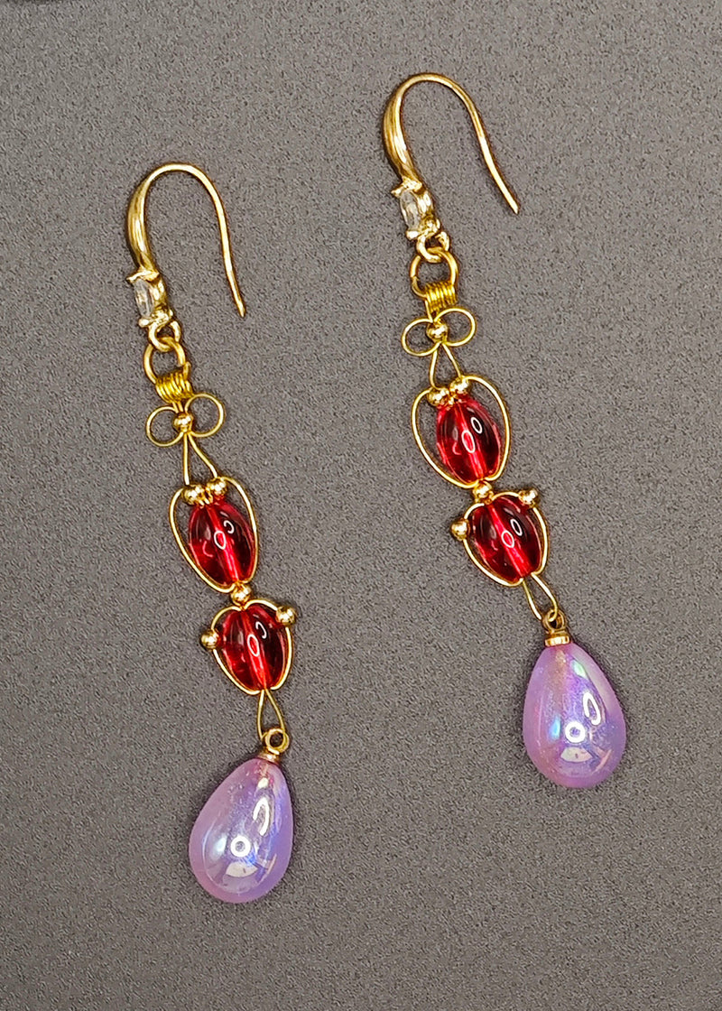 Lavender Tasseled Acrylic Drop Earrings