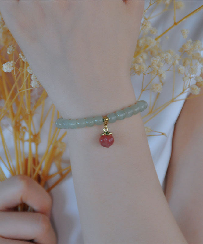 Little Green Stainless Steel Jade Agate Charm Bracelet