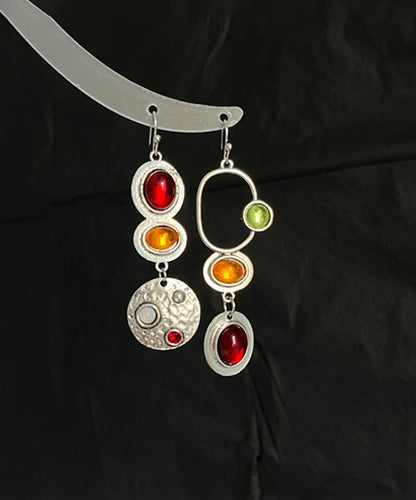 Rainbow Sterling Silver Alloy Geometry Hollow Out Drop Earrings