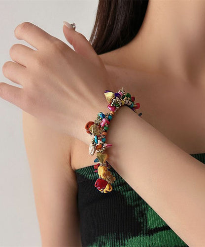 Rainbow Woven Beading Tassel Charm Bracelet