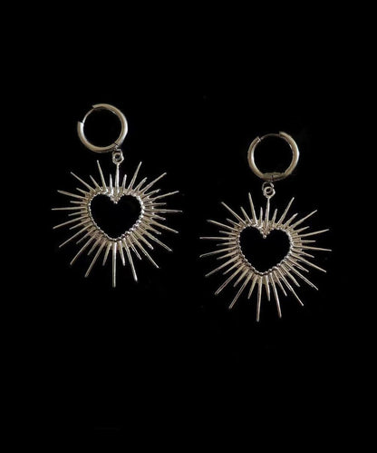 Silk Alloy Hollow Out Love Hoop Earrings