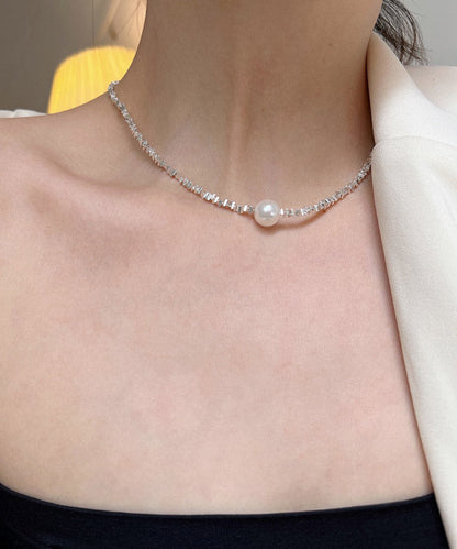 Silk Sterling Silver Pearl Necklace