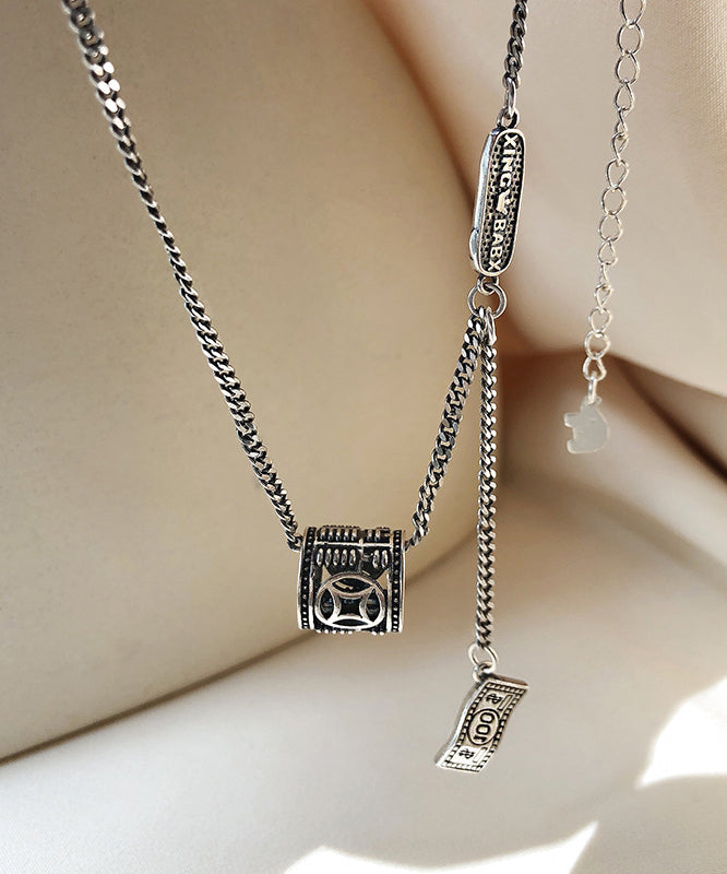 Silk Sterling Silver Stainless Steel Abacus Pendant Necklace