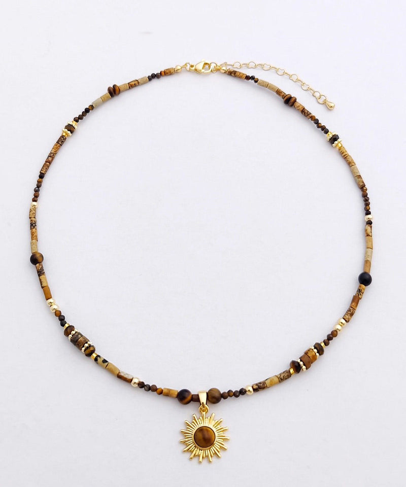 Tungsten Steel Gem Stone Pendant Necklace