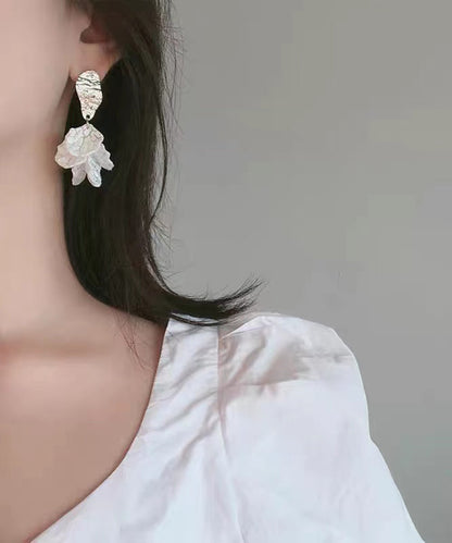 White Sterling Silver Drop Earrings Ly1793