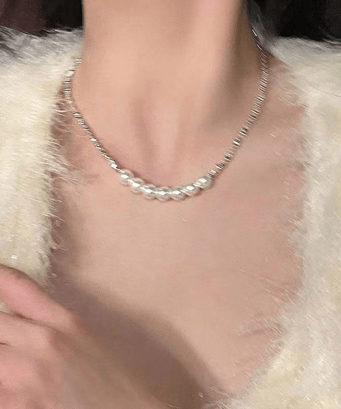 White Sterling Silver Pearl Broken Silver Princess Necklace Ya005