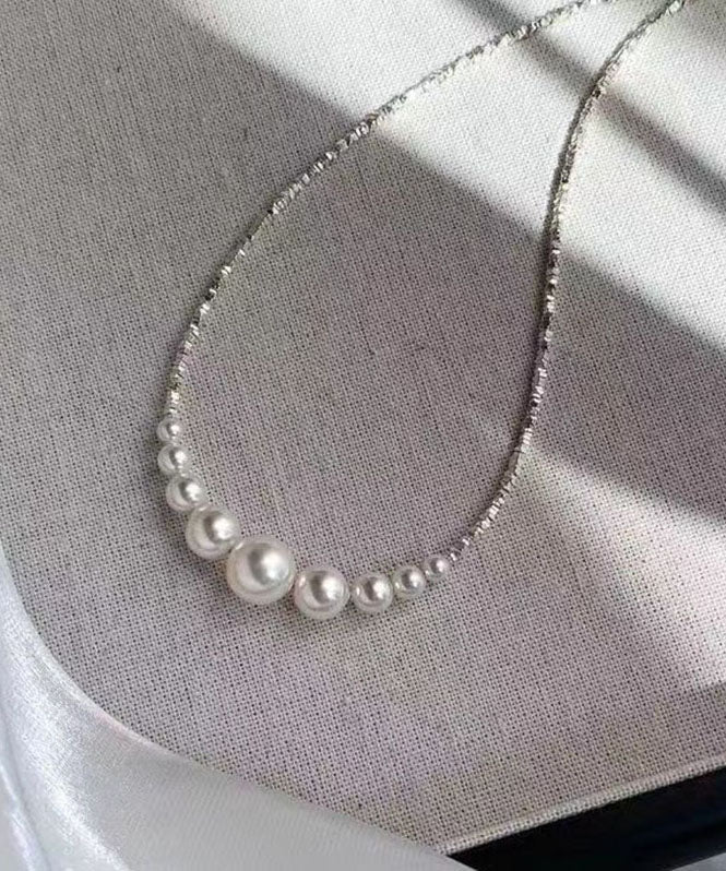 White Sterling Silver Pearl Broken Silver Princess Necklace Ya005