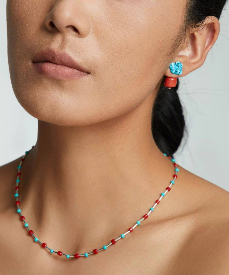 Chinese Style Colorblock Alloy Turquoise Drop Earrings
