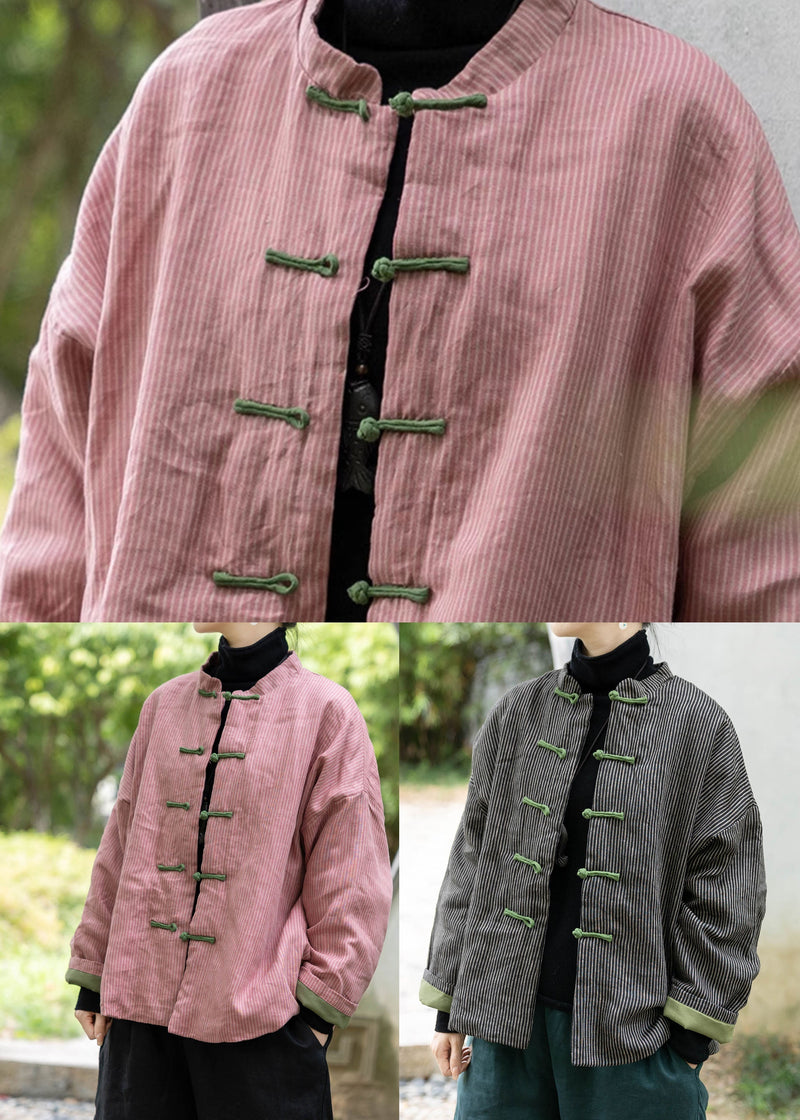 Chinese Style Pink Oriental Button Fine Cotton Filled Coat Spring Tj003