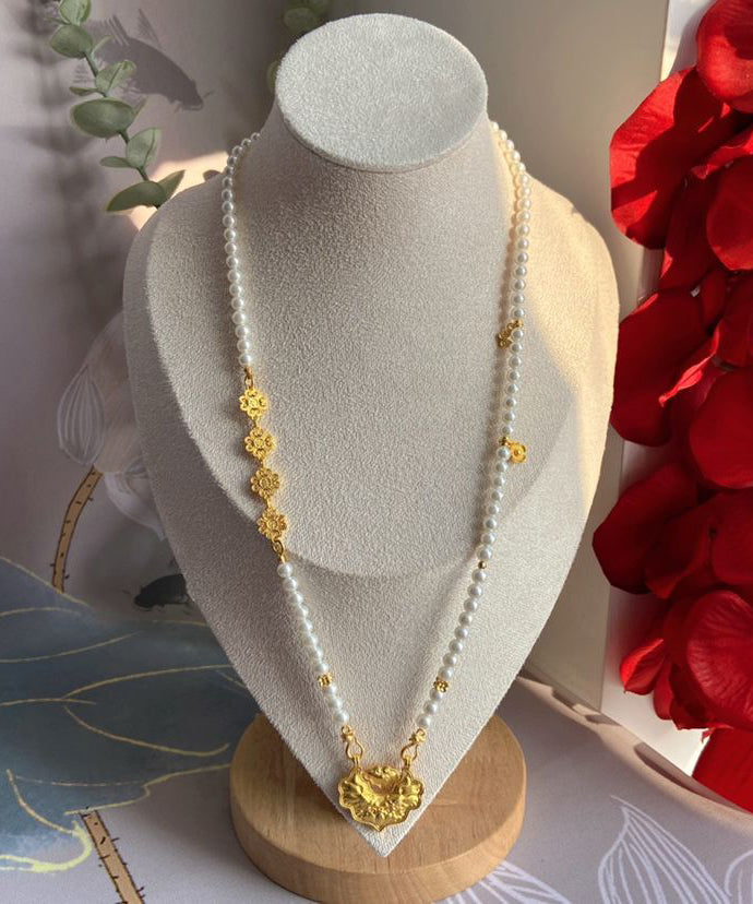White Sterling Silver Alloy Pearl Beading Pendant Necklace Wq012
