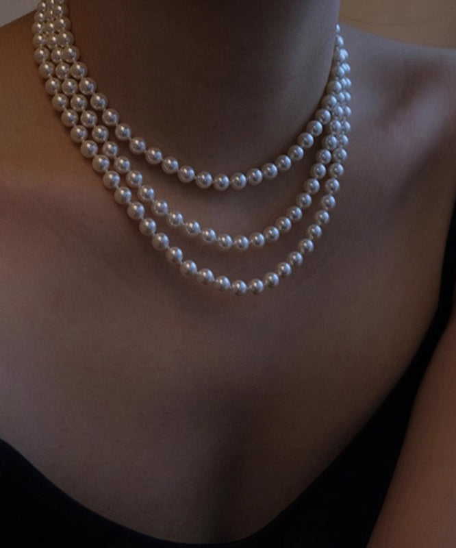 Classy Alloy Multi Layer Pearl Beading Pendant Necklace Yu013