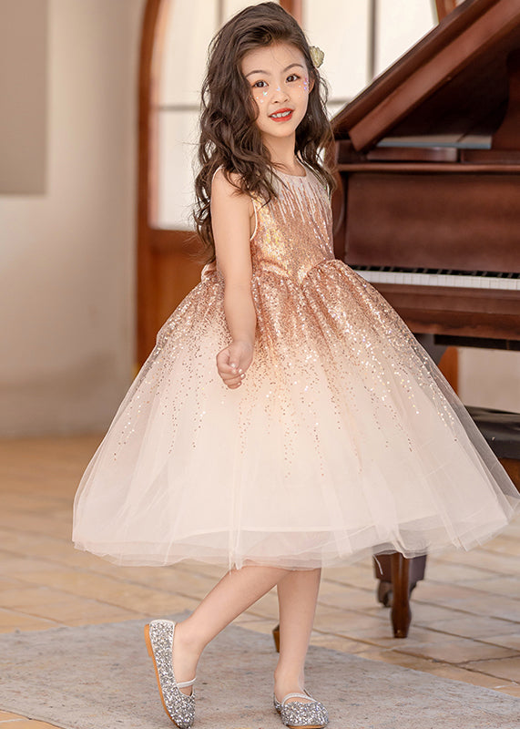 Classy Beige O-neck Wrinkled Tulle Long Dress Sleeveless Ew028
