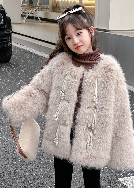 Classy Camel Button Tassel Thick Mink Velvet Coats Wintertg024