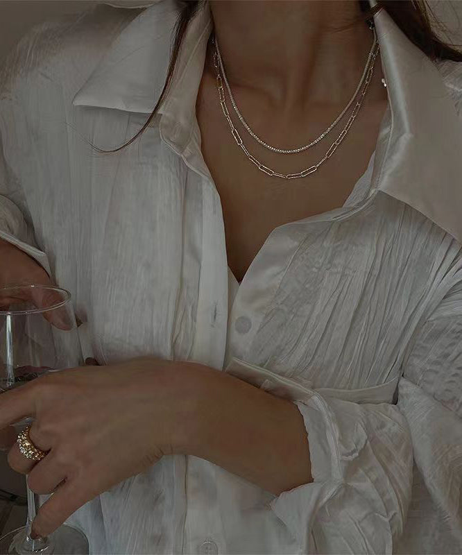 Classy Champagne Sterling Silver Two Piece Set Necklace Po016