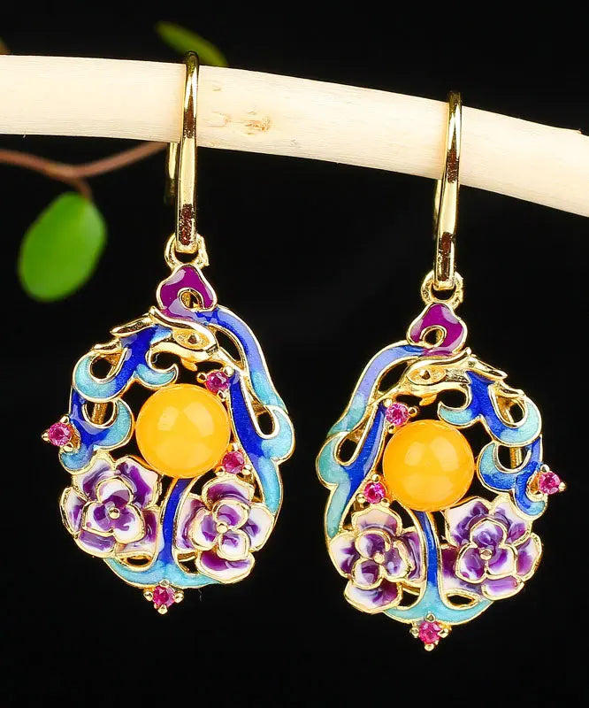 Sterling Silver Inlaid Beeswax Drop Earrings