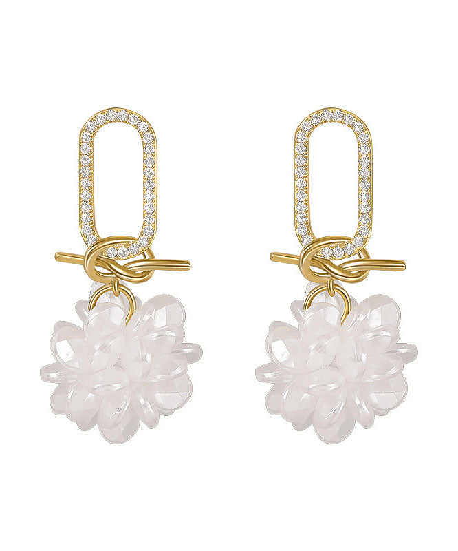 Classy Gold Alloy Zircon Drop Earrings