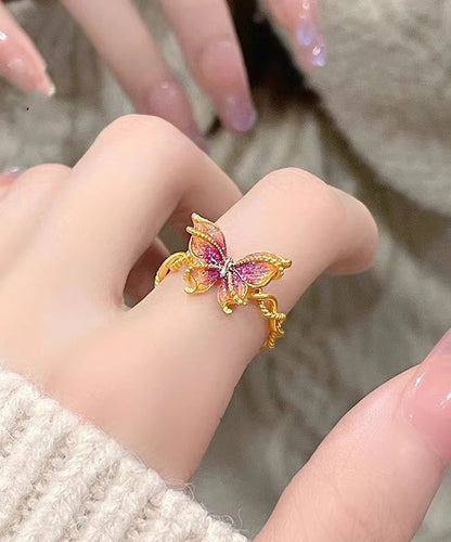Classy Gold Ancient Gold Burnt Blue Butterfly Rings Gh1041