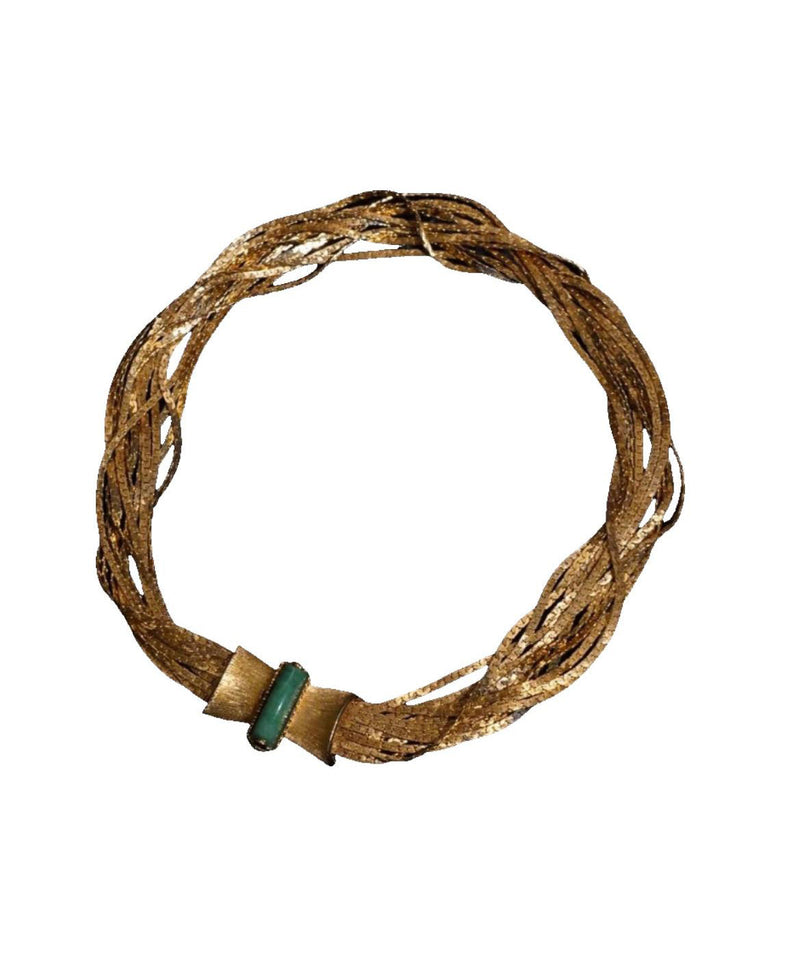 Classy Gold Layered Weave Jade Collar Necklace Ii008