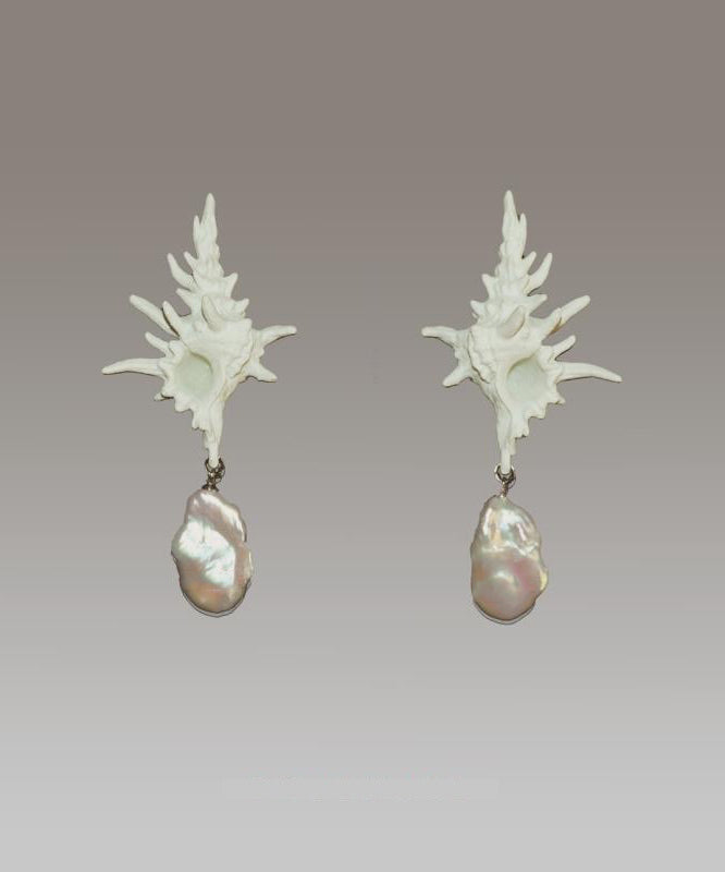 Classy White Sterling Silver Alloy Drop Earrings