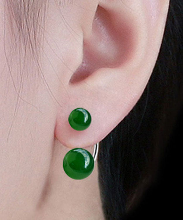 Classy Green Sterling Sliver Inlaid Zircon Hoop Earrings Tw1032