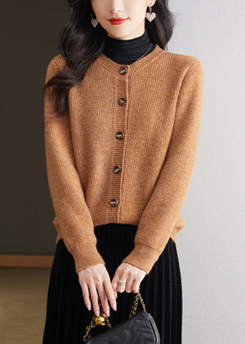 Coffee Cozy Knit Fall Cardigans O Neck Qs002