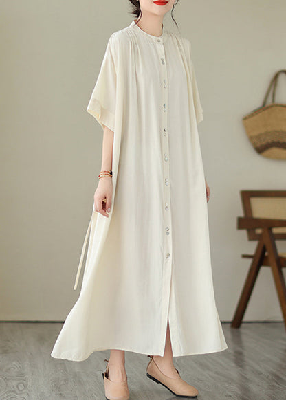 Apricot Tie Waist Long Dress Short Sleeve Gh1031