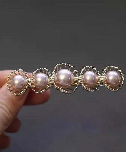 Pink Alloy Zircon Four-leaf Clover Hairpin