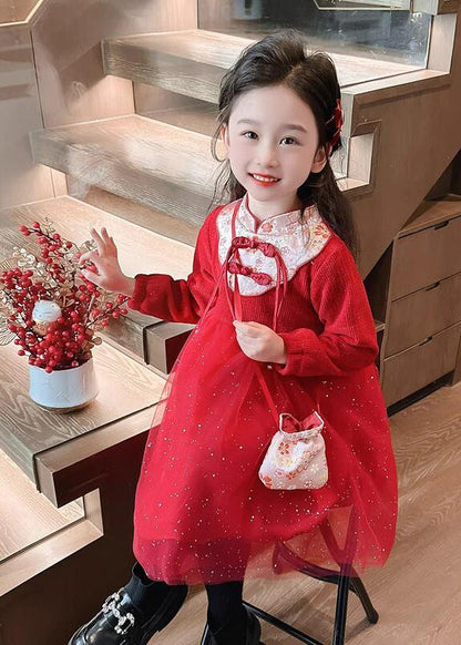 Pink Patchwork Embroideried Tulle Kids Vacation Maxi Dresses Spring Ye019